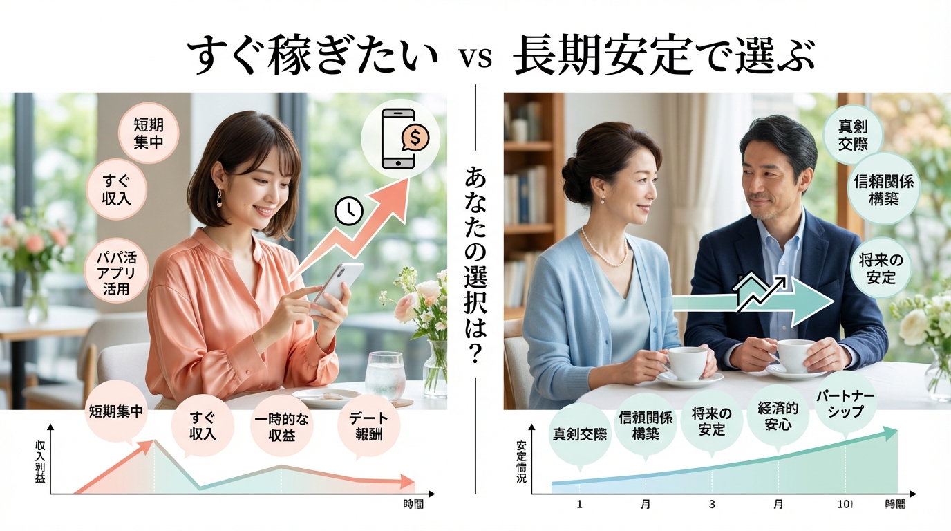 すぐ稼ぎたい vs 長期安定で選ぶ