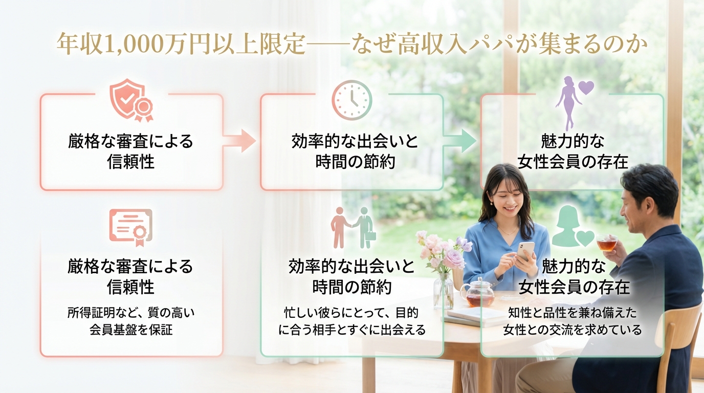 年収1,000万円以上限定——なぜ高収入パパが集まるのか