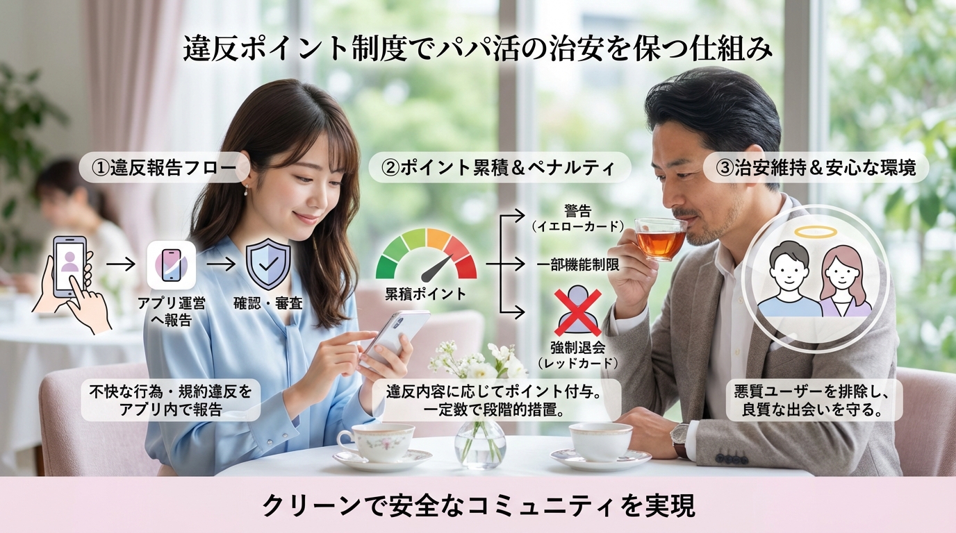 違反ポイント制度でパパ活の治安を保つ仕組み